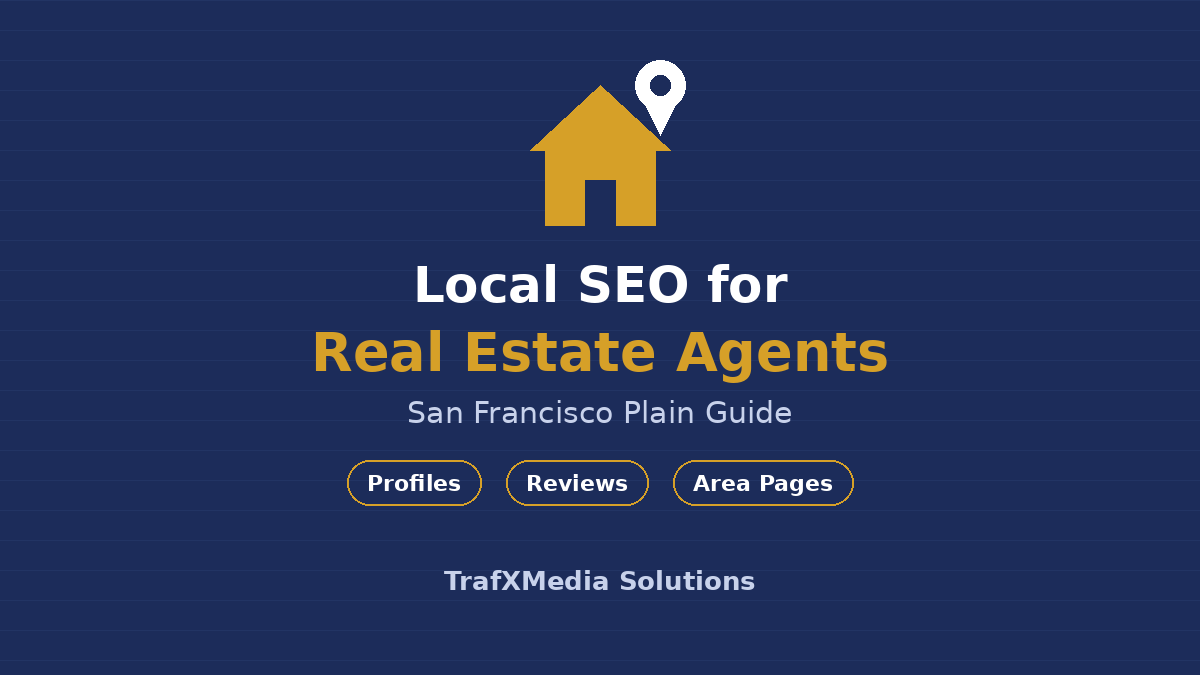 Local SEO for real estate agents in San Francisco guide cover with house and map pin
