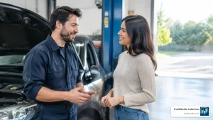 Mechanic Talking With a Customer at a San Francisco Repair Shop