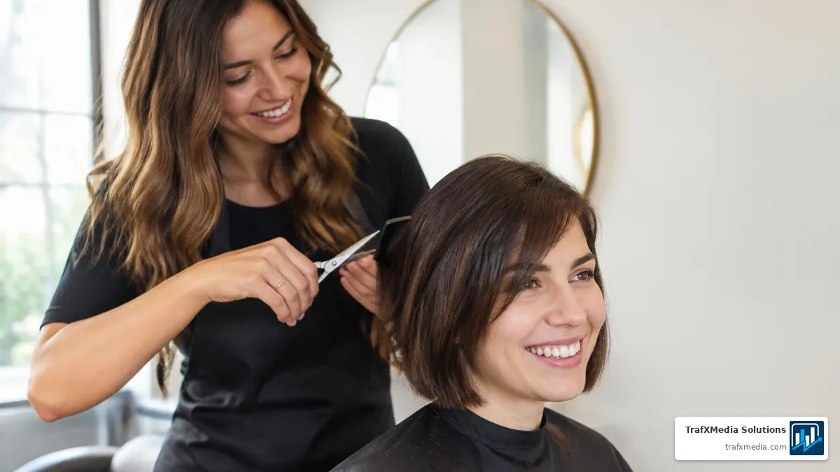Stylist Cutting a Client's Hair at a San Francisco Salon