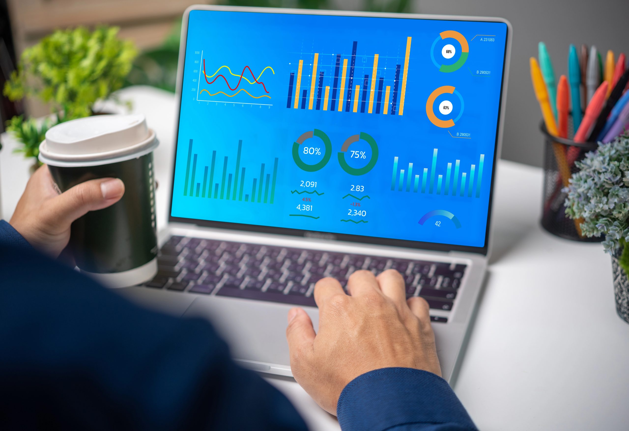 Marketing dashboard comparing local and national search traffic