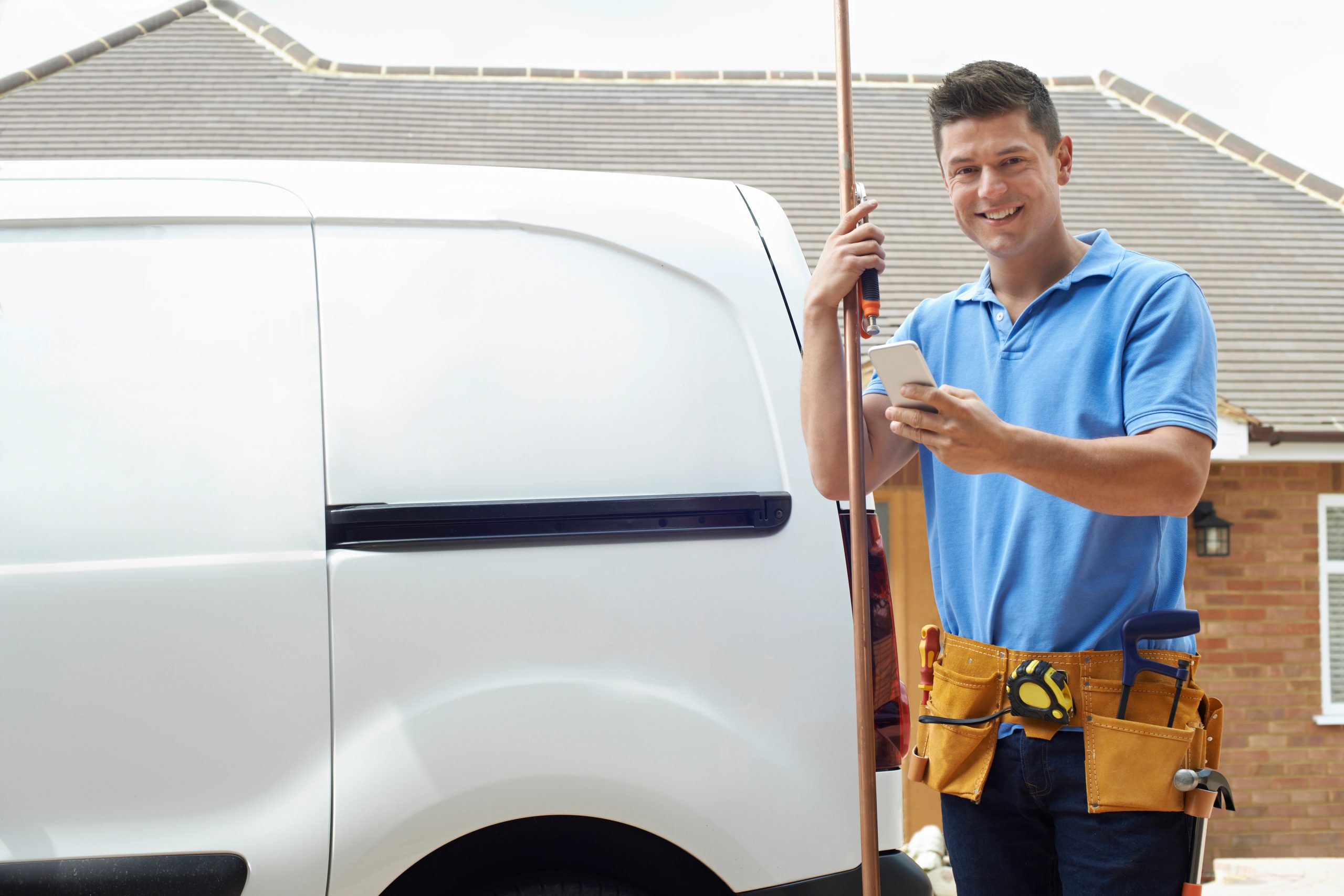 Plumber arriving at a home, a service area business local SEO example in San Francisco.