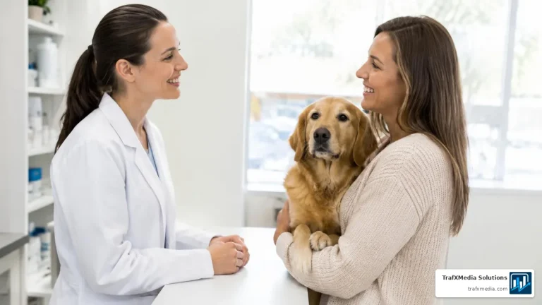 Veterinarian Greeting a Pet Owner at a San Francisco Clinic